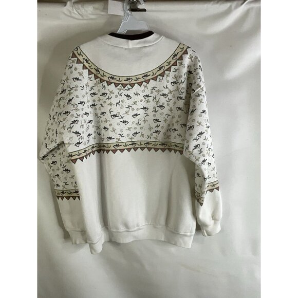 Vintage Cream and Brown Patterned Sweater - Picture 5 of 7